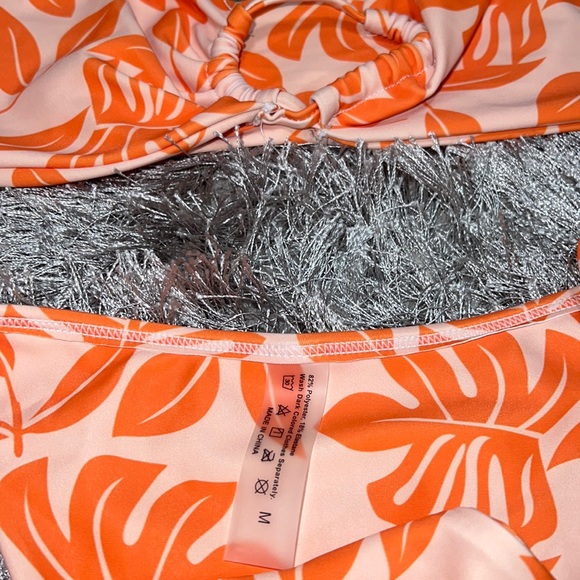 Orange design strapless string bikini. Size medium. - Picture 2 of 2